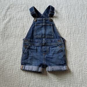 Baby Gap Overalls Cuffed Blue Jeans Short Alls 18-24 months Cute Fall Summer